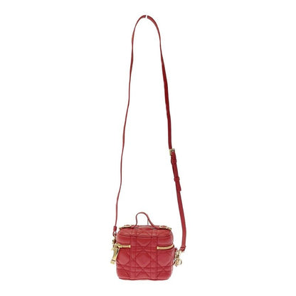 Dior Lady Dior Leather Micro Vanity Cannage Shoulder Bag Red 347394 Shoulder Bag