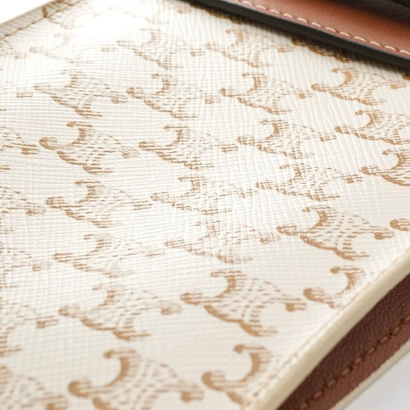 Celine Mobile Smartphone Accessories Leather Brown White Triomphe Logo Phone