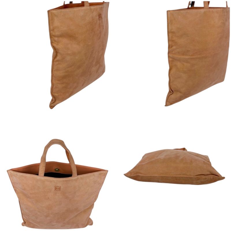 Loewe Anagram Logo Mini Tote Handbag Pink Beige Lame Metallic