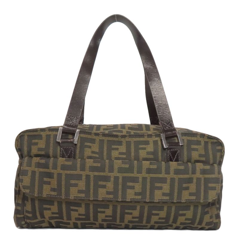 Fendi Zucca Pattern Handbag Canvas Leather Women