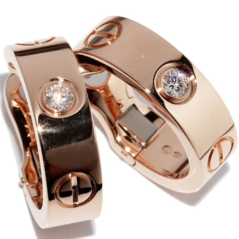 Cartier Earrings Hoop Earrings 18K Pink Gold Diamond 2P (015ct) Love Earrings