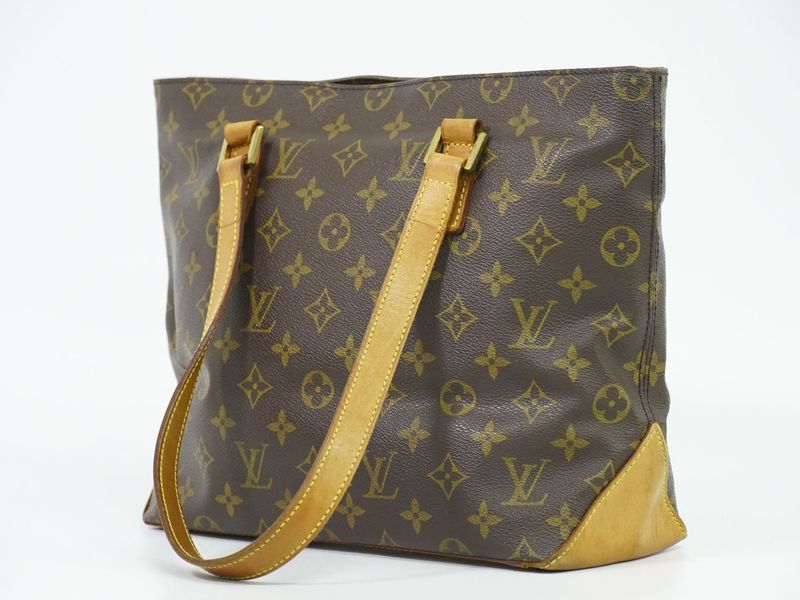 Authentic Louis Vuitton LV Cabas Piano Monogram Tote Bag Shoulder Bag Brown
