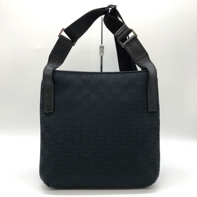 Gucci 122793 Shoulder Bag Black GG Canvas Women Men Fashion