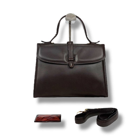 Bottega Veneta Marco Polo 2WAY Top Handle Bag Shoulder Bag Dark Brown Pvcleather