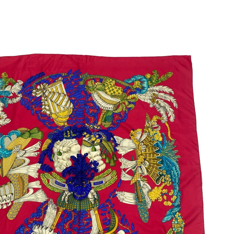 Hermes Carre 90 Scarf Silk Chapeau Capeau Multicolor
