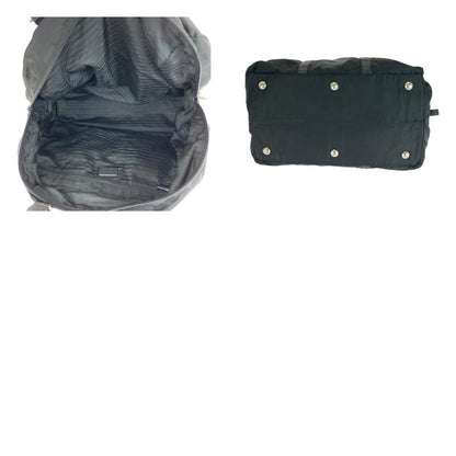 Prada Tessuto Triangle Logo Plate Black Silver Hardware Nylon Boston Bag