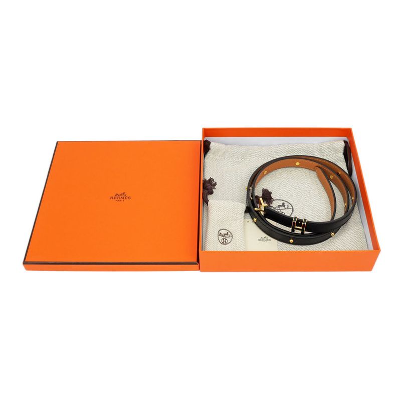 Hermes Belt Pop H Courte 15 85cm (33.46in) Black Gold Hardware B