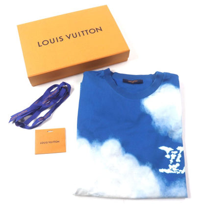 Louis Vuitton 20AW 100% Cotton Cloud Print Crew Neck LV Logo Short Sleeve Blue