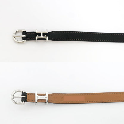 Hermes Leather Bracelet Trench Black Silver-hardware U Engraved Size T5