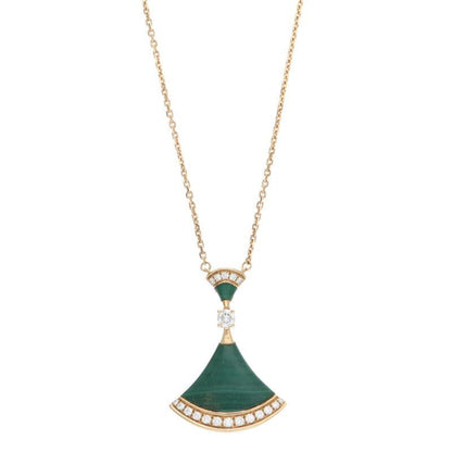 Bulgari Diva Dream 351143 18K Yellow Gold Diamond And Malachite Necklace Ladies