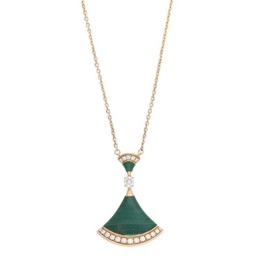 Bulgari Diva Dream 351143 18K Yellow Gold Diamond And Malachite Necklace Ladies