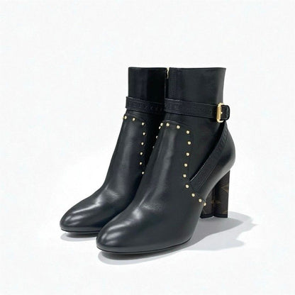 Louis Vuitton Silhouette Line Monogram Boots Short Shoes Leather Black