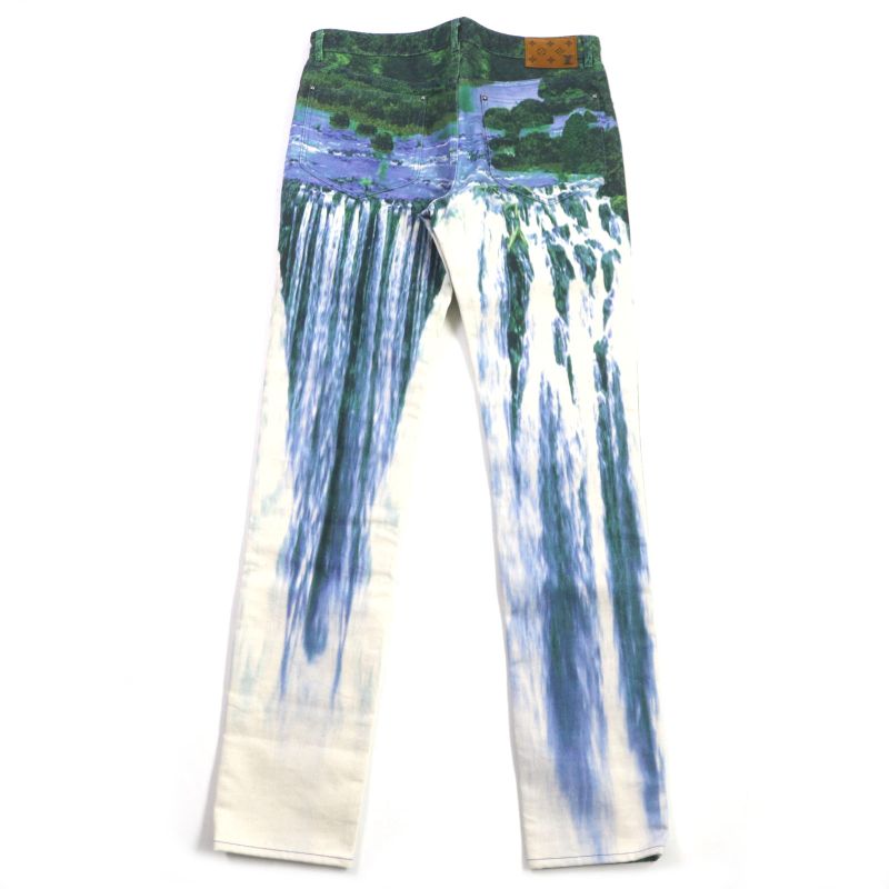  Louis Vuitton 22SS 1a9stj Amen Break Landscape Graphic Denim Pants Multi 32