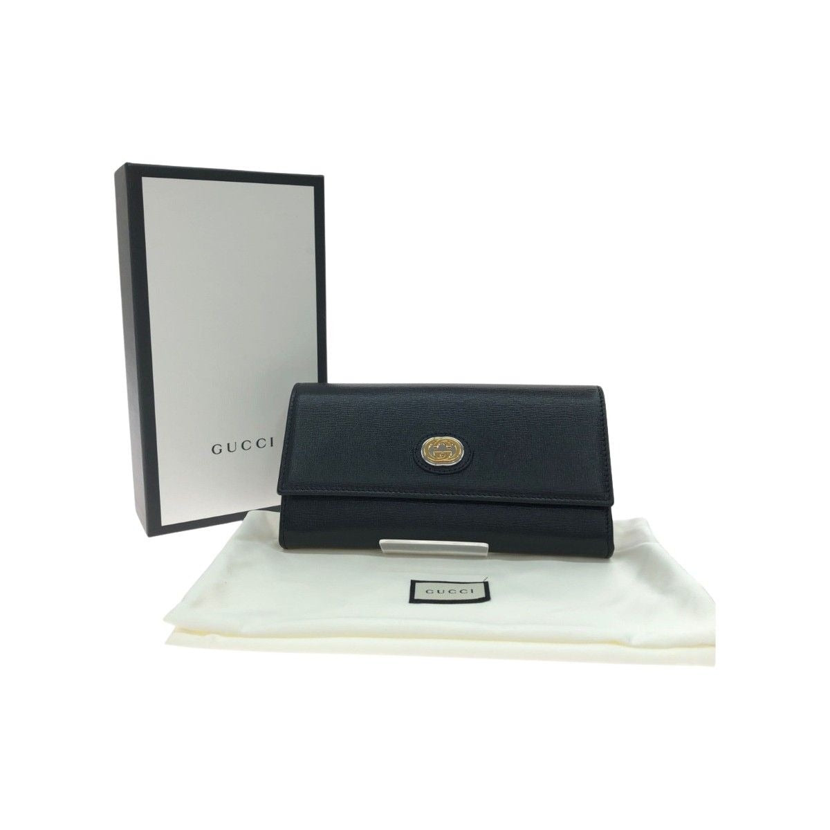 Gucci Long Wallet Interlocking G Marina Leather Black