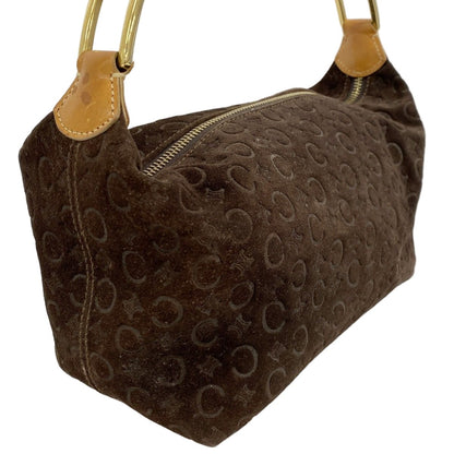 Celine Handbag C Macadam Suede Brown Gold — view 2