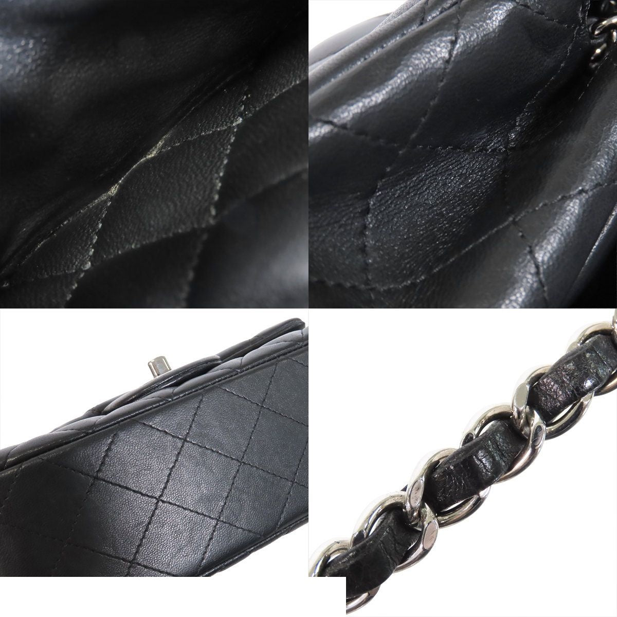 Chanel Chain Black Silver Lambskin Mini Quilted Shoulder Bag — view 6