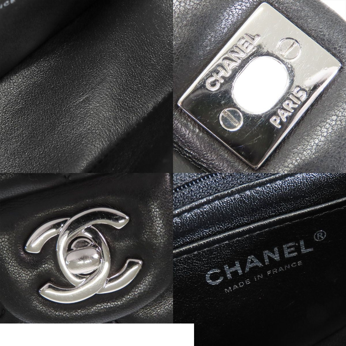 Chanel Chain Black Silver Lambskin Mini Quilted Shoulder Bag — view 8