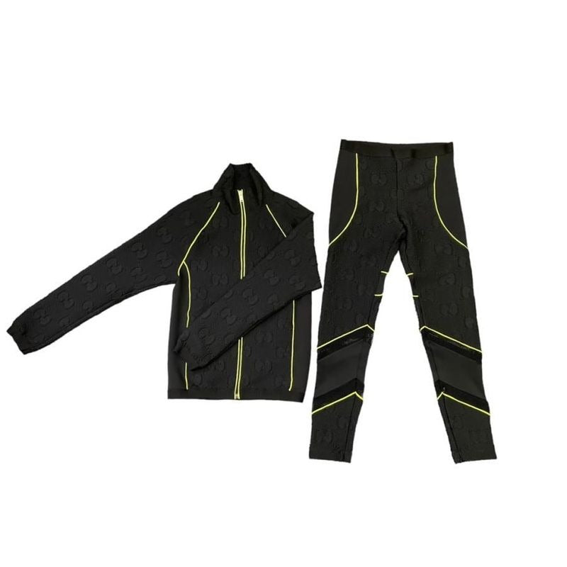 Gucci GG Stretch Jersey S Size Pants M Neon Blen Black Green Top