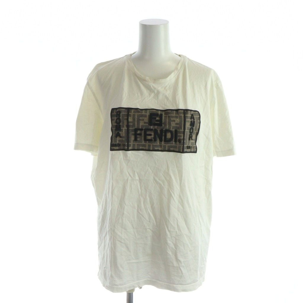 Fendi T-Shirt Short Sleeve Logo Zucca Pattern L White