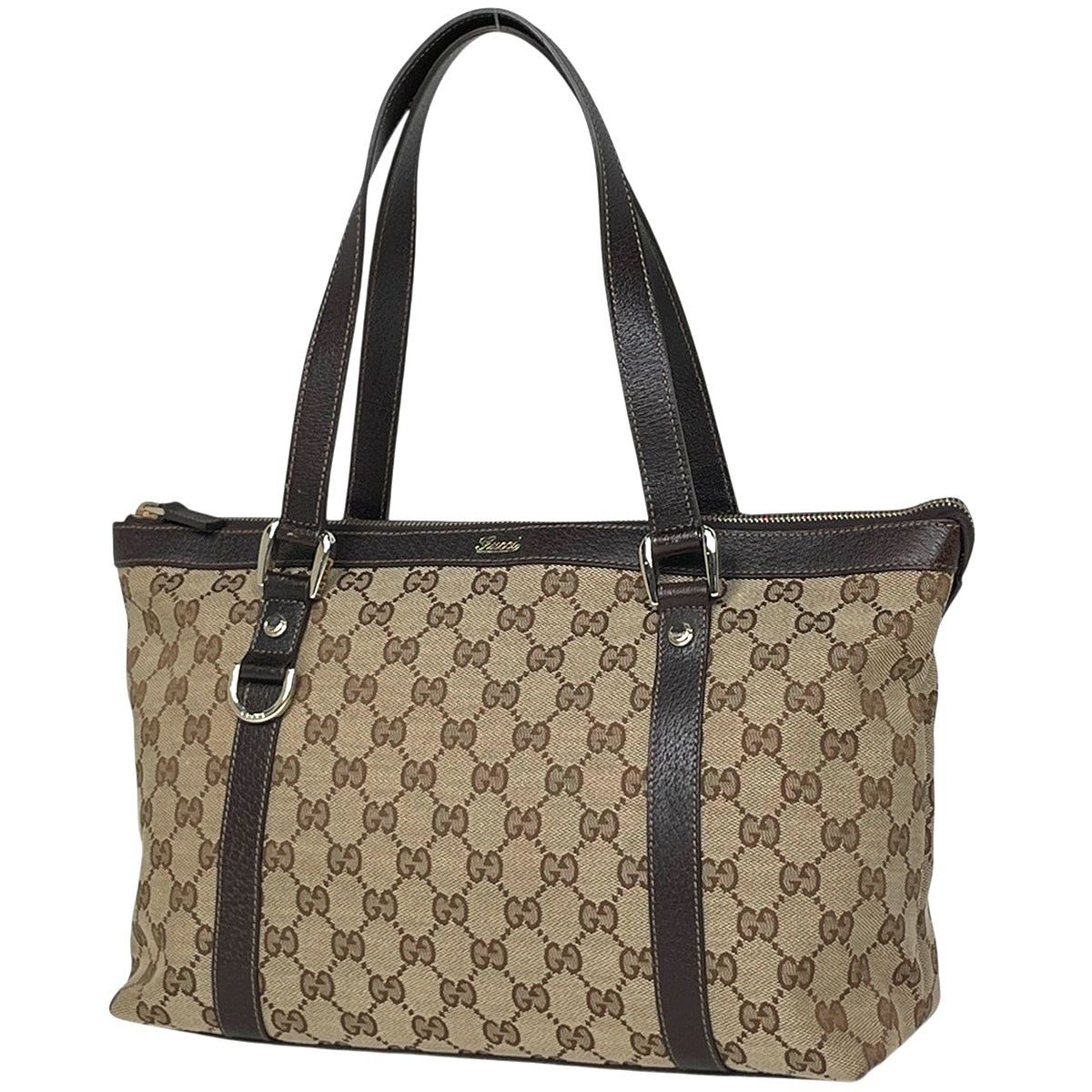 Gucci GG Pattern Tote Abbey Canvas Beige Brown