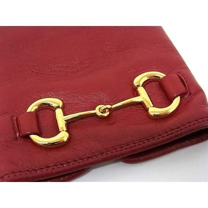 Gucci Horsebit Leather Gloves 7 Red — view 3