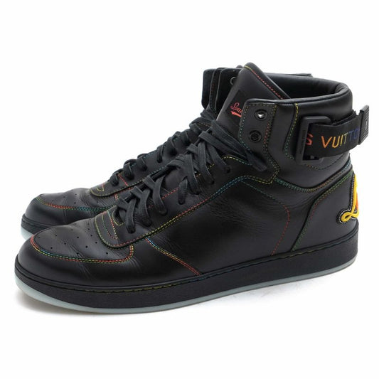 Louis Vuitton Shoes Sneakers High Cut Men Leather Black Rivoli