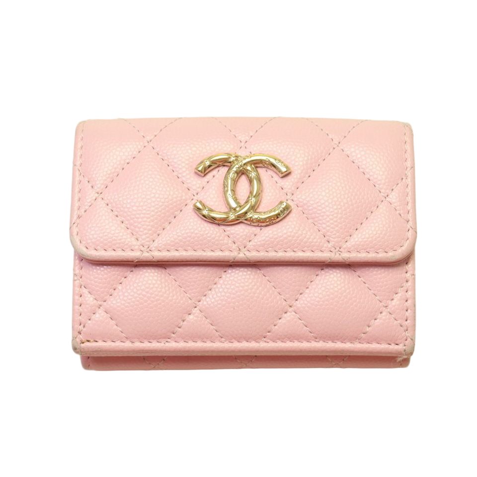Chanel Quilted Caviar Leather Trifold Wallet