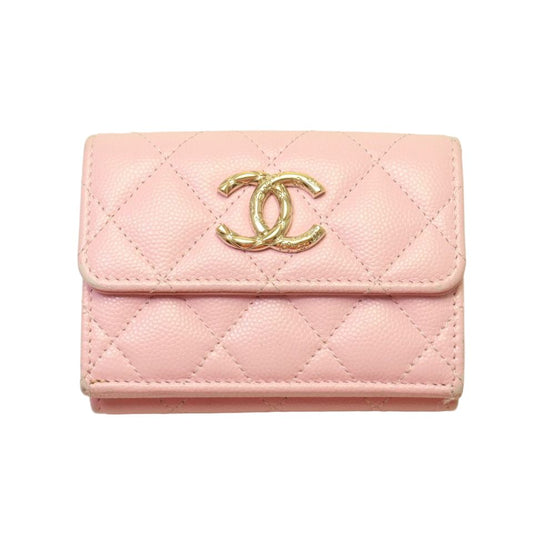 Chanel Quilted Caviar Leather Trifold Wallet