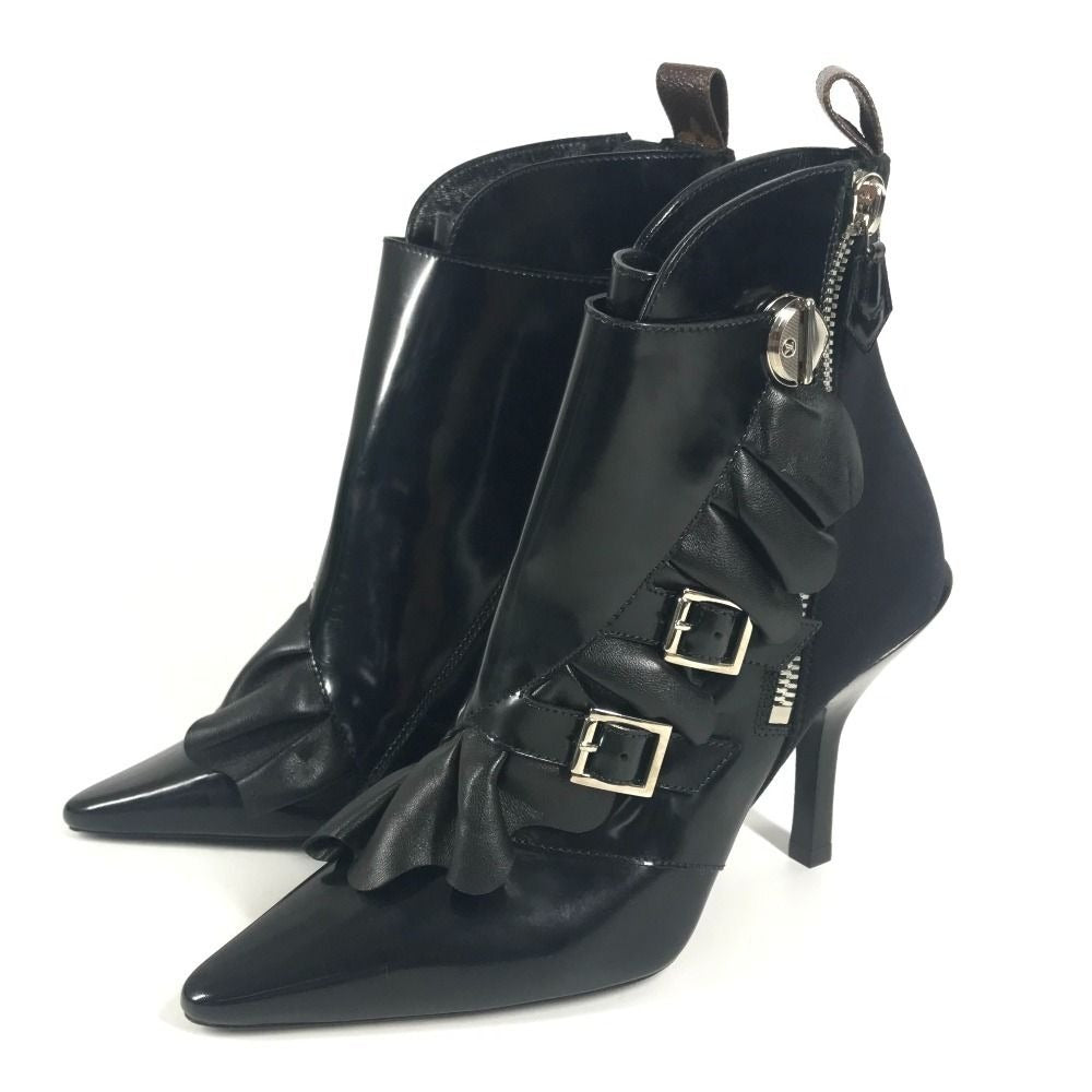 Louis Vuitton Ruffle Short Boots Leather Black