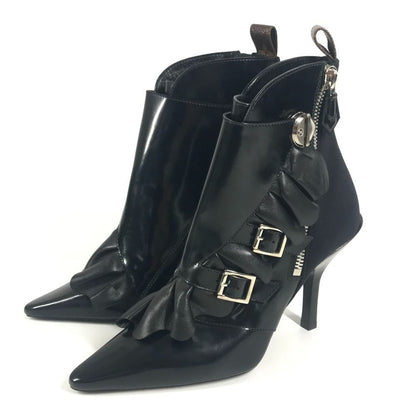Louis Vuitton Ruffle Short Boots Leather Black