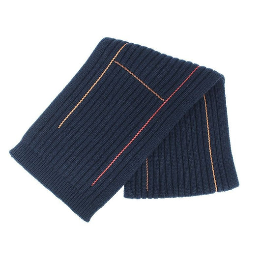 Hermes Muffler-h Torsade Cuir Navy-style Cashmere Silk Clothing Scarf