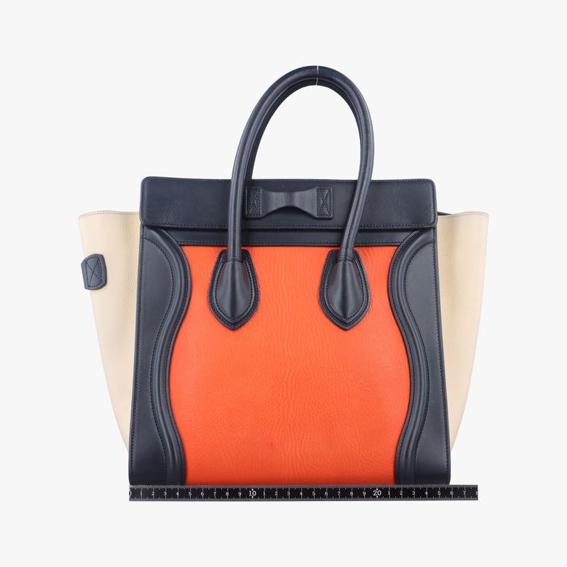 Celine Luggage Mini Shopper Orange X Black X Beige Leather S-cu-4124