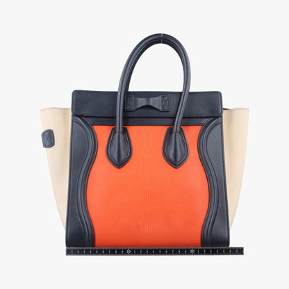 Celine Luggage Mini Shopper Orange X Black X Beige Leather S-cu-4124