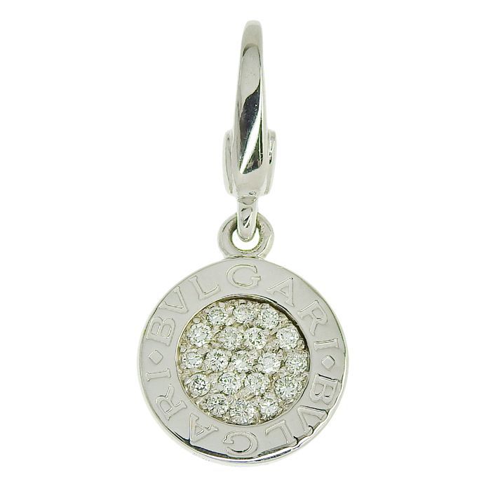 Bvlgari Diamond Pendant Top 18K White Gold 750 White Gold Diamond Charm