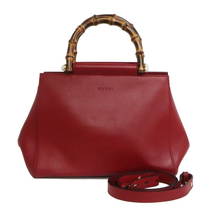 Gucci Bamboo Nimfair Small 2-Way Handbag Red Leather