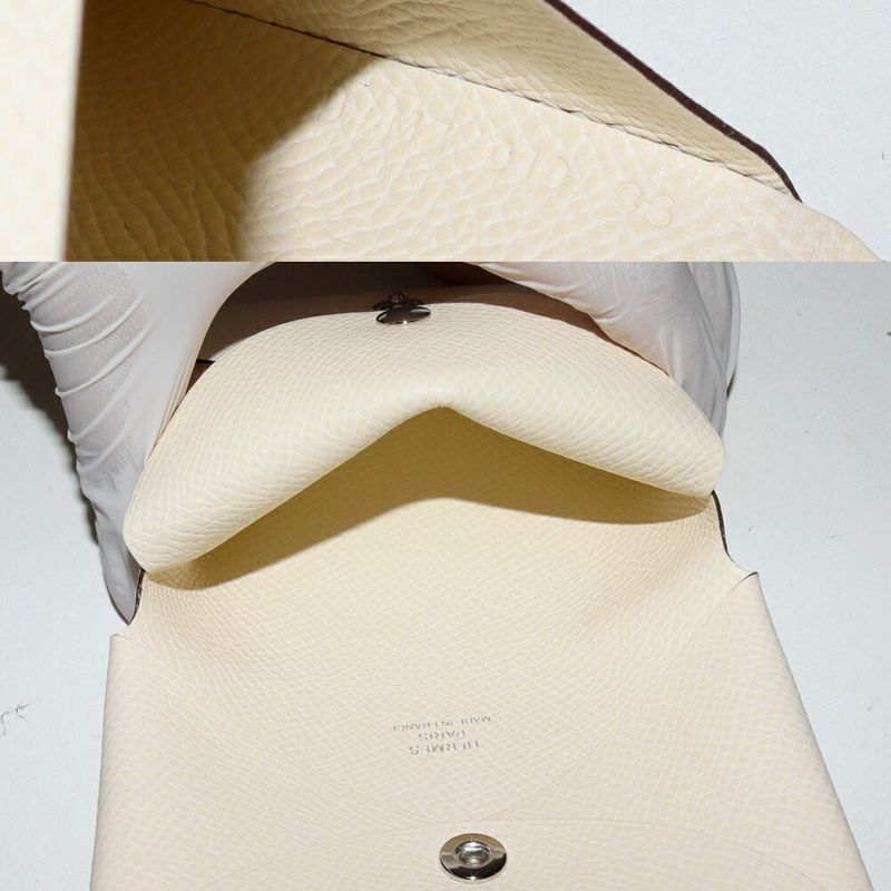 Hermes Coin Case Card Case Calvi Duo Epson Nata Silver Hardware