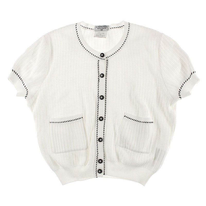 Chanel Knit Coco Button Short Sleeve Cardigan