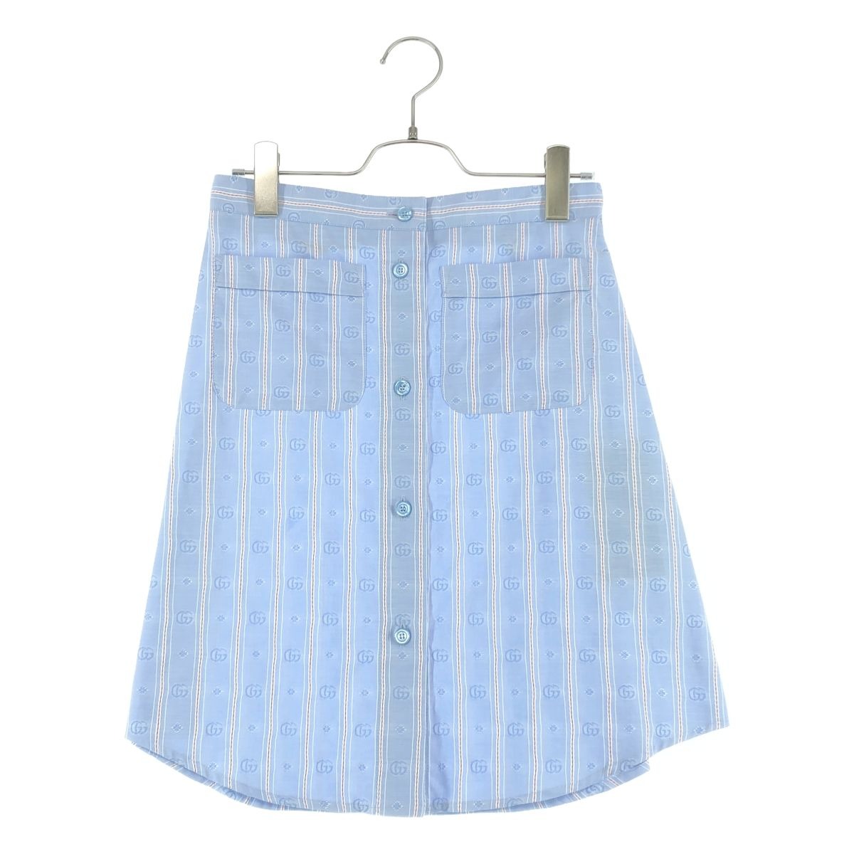 Gucci Cotton Striped GG Skirt 38 Blue