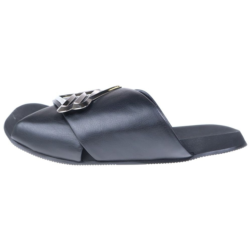 Balenciaga Sunset Flat BB Metal Logo Sandals Black