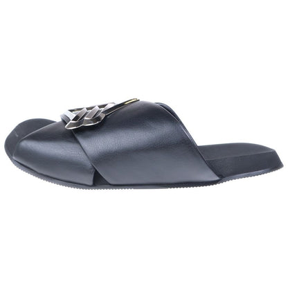 Balenciaga Sunset Flat BB Metal Logo Sandals Black