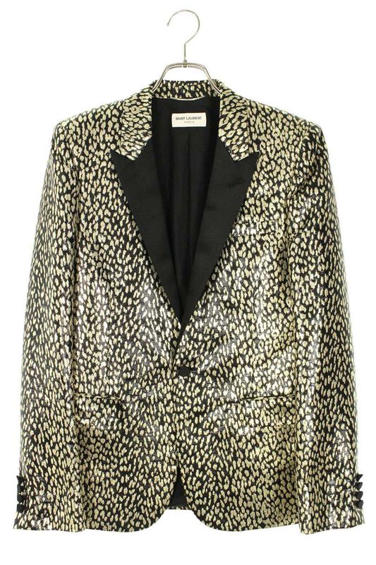 Saint Laurent Paris 326807 Y621h Baby Cat Leopard Smoking Jacket Men's 46