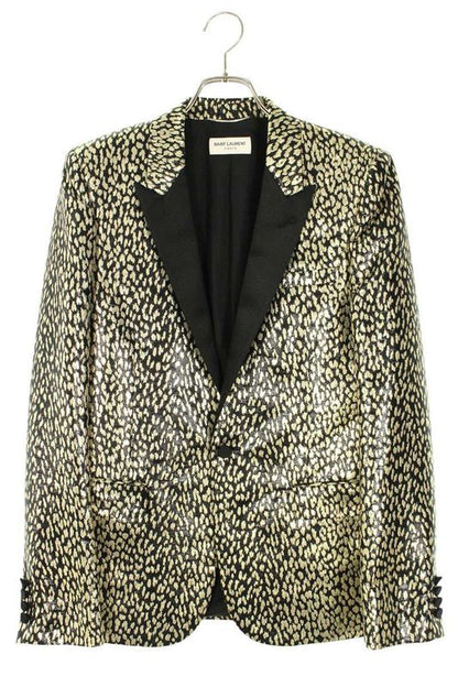 Saint Laurent Paris 326807 Y621h Baby Cat Leopard Smoking Jacket Men's 46