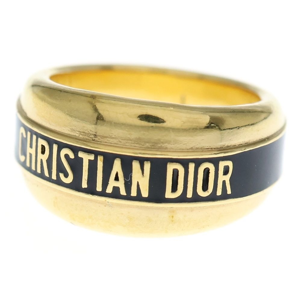 Christian Dior CD Line Logo Ring Gold Black