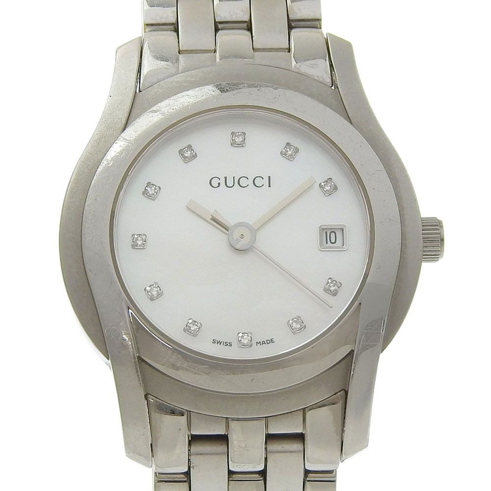 Gucci Stainless Steel Quartz Analog Display White Shell Dial Watch