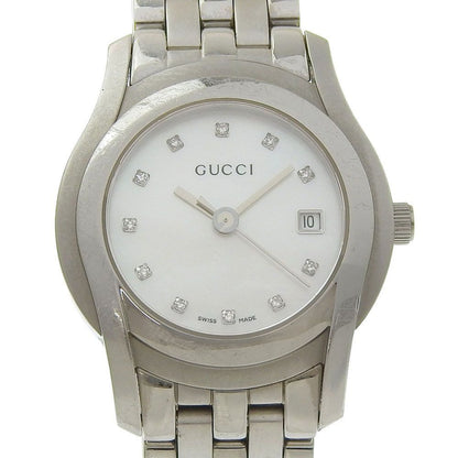 Gucci Stainless Steel Quartz Analog Display White Shell Dial Watch