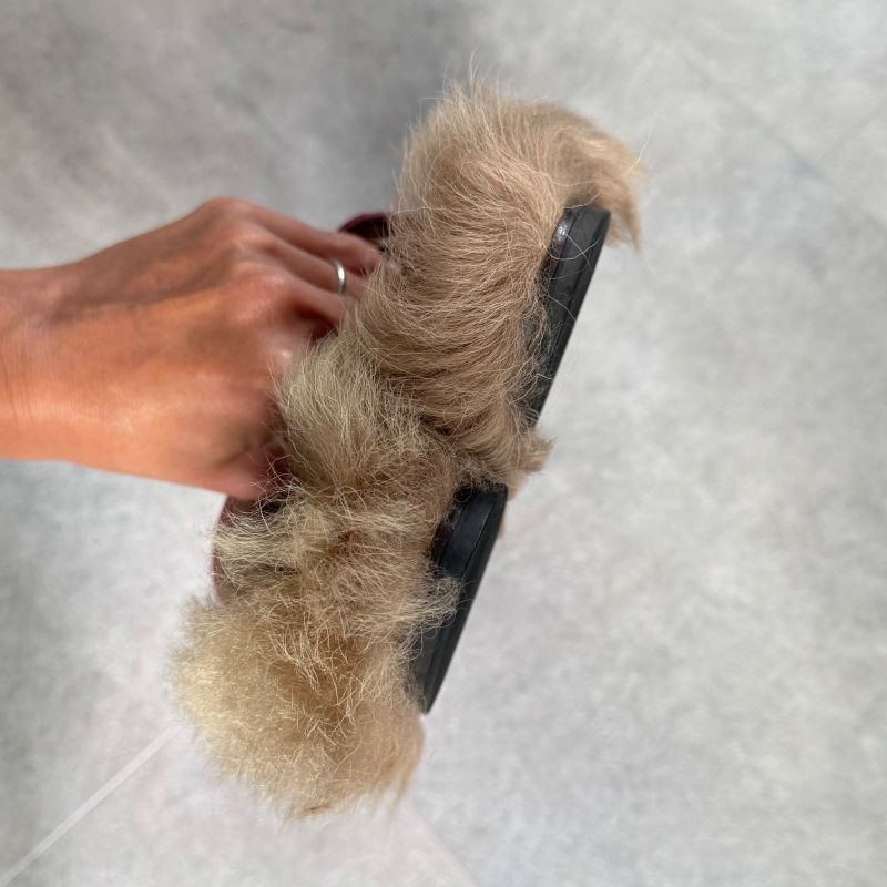 Gucci Prince Town Horsebit Loafer Sandal Fur Slip on Pink Gold Hardware Leather