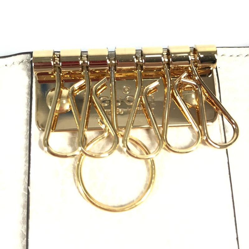 Gucci Key Case GG 456118 Pvc/leather Beige