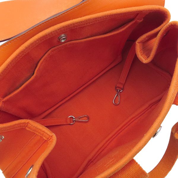 Hermes Handbag Valparaiso PM Twirl Chevron Leather Orange Silver Hardware G