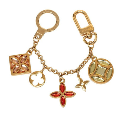 Louis Vuitton Porte Cles Chenne Ice Flower Key Holder Bag Charm Gold Multicolor
