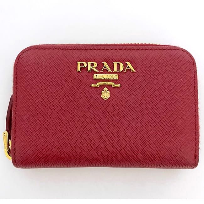 Prada Card Case Red 1ml040 Excellent Condition Saffiano Leather Preowned
